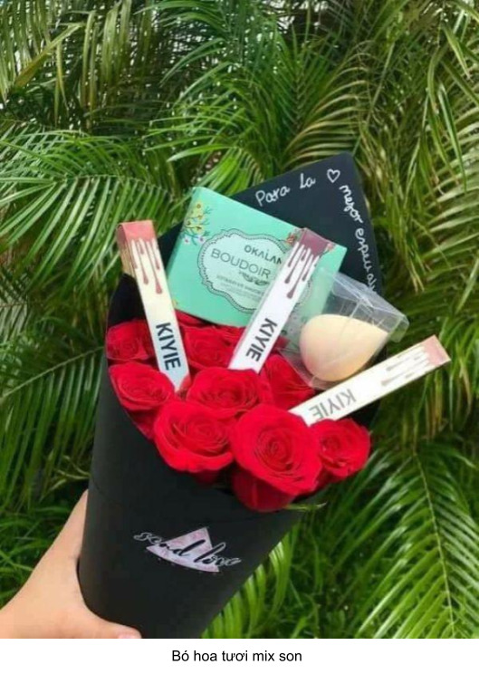 mix bó hoa tươi lại với nhau