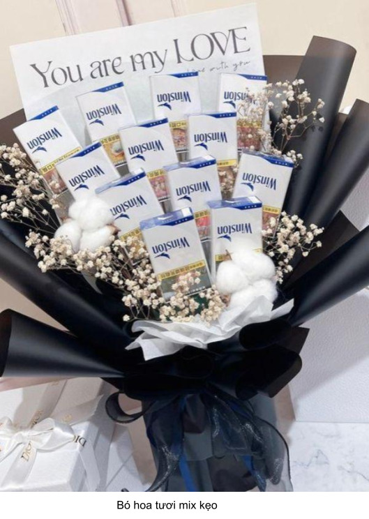 kết hợp hoa tươi với socola