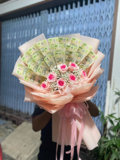 Bó Hoa Tiền Mix Hồng