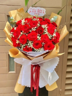 Bó Hoa Hồng Đỏ Chúc Mừng