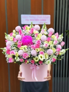 Giỏ Hoa Tông Hồng Đẹp