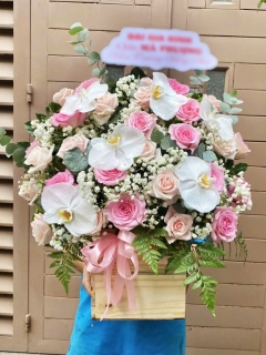 Giỏ Hoa Tông Hồng Khai Trương